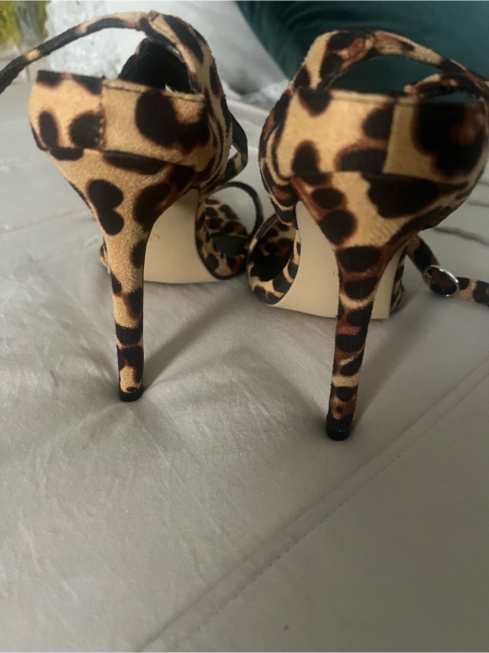Leopard Print Ankle-Strap Pointed Toe Heel